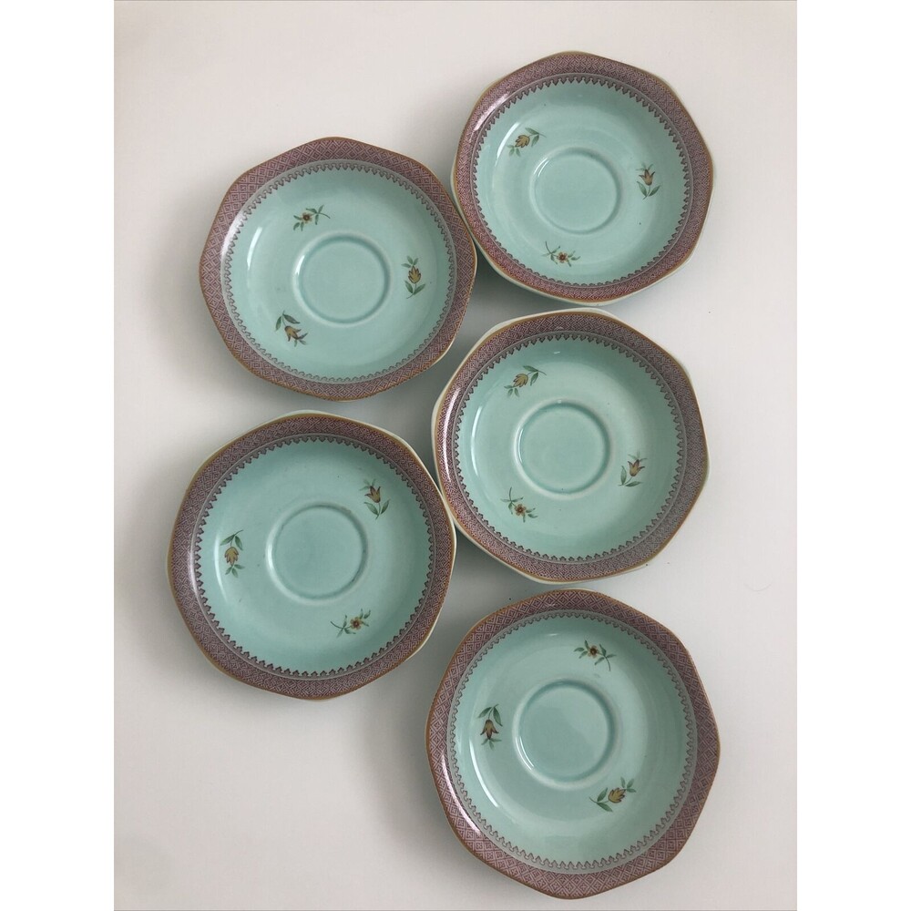 5 Adams Lowestoft Calyx Ware Lowestoft 6” Snack Saucer Plates EUC Vintage 1920s